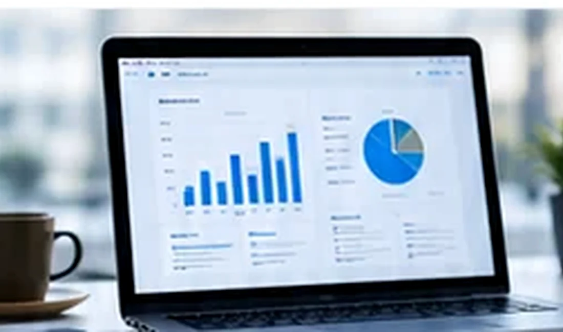 Tableau de bord de gestion affiché sur un ordinateur portable